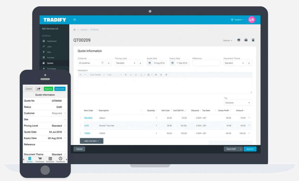 plumbing software tradify