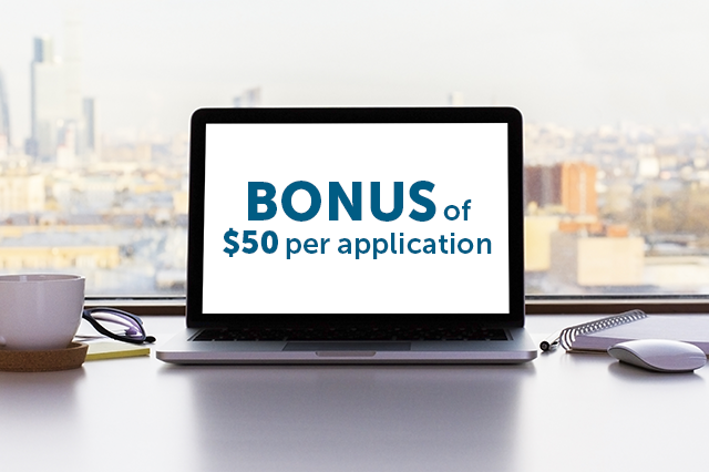 Computer with bonus of $50 per application