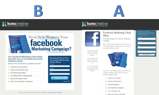 Facebook Landing Page Testing
