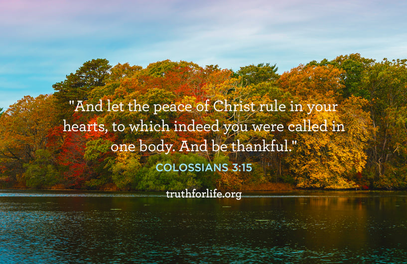 And let the peace of Christ rule in your hearts, to which indeed you were called in one body. And be thankful. - Colossians 3:15