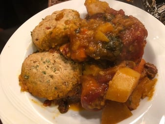 biscuits short ribs plated