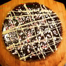 chocolate candy cane tart