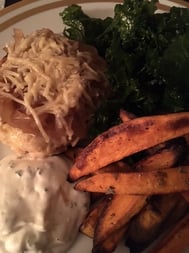 sweet potatoes and turkey burger