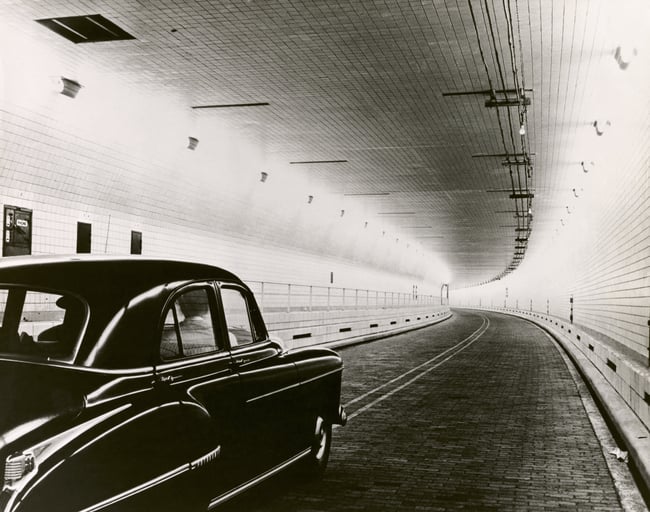 Close-up of a car moving in a tunnel, Brooklyn-Battery Tunnel, New York City