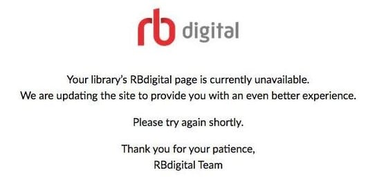 RBdigital Maintenance Message