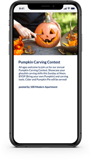 Phone View Highlighted Announcement Pumpkin Carving Contest