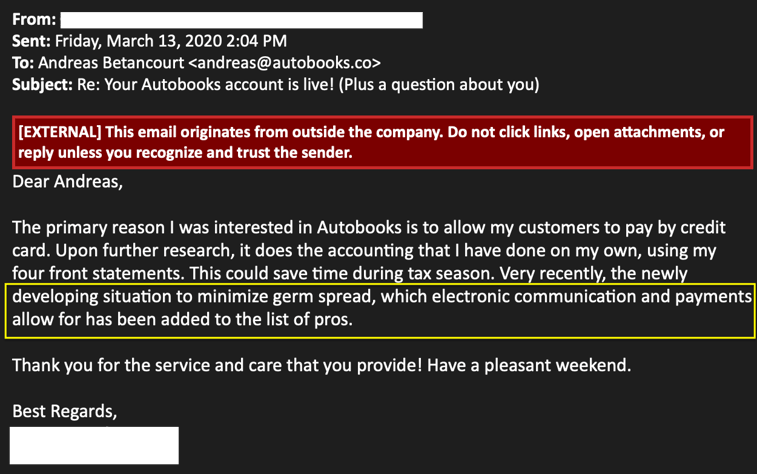 SMB Covid response email - markup