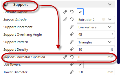 Het instellen van de parameter Support Horizontal Expansion