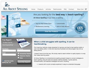 Screenshot of All About Spelling's Website