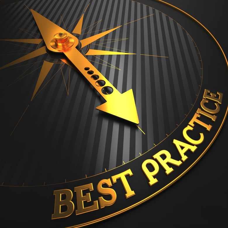 Best Practice - Business Background. Golden Compass Needle on a Black Field Pointing to the Word "Best Practice". 3D Render.