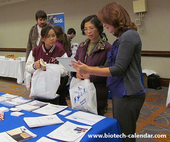 Attendees discover some new leads at the Biotechnology Calendar, Inc trade show.