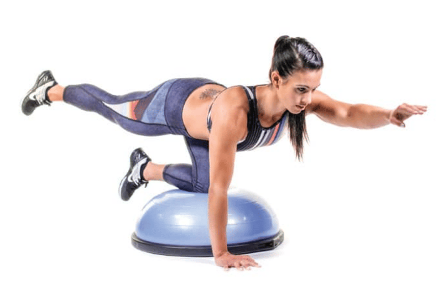 bosu bird dog hold for circuit workout