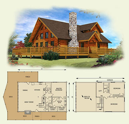 Lakefront II Log Home Floor Plan