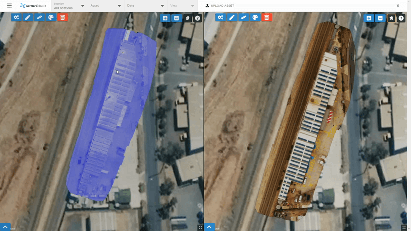 Thermal image of roof inspection