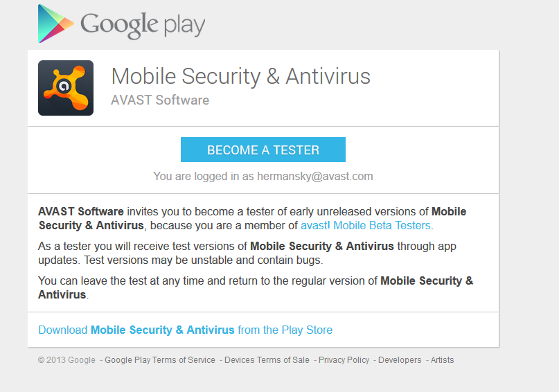 Avast Mobile Security beta test