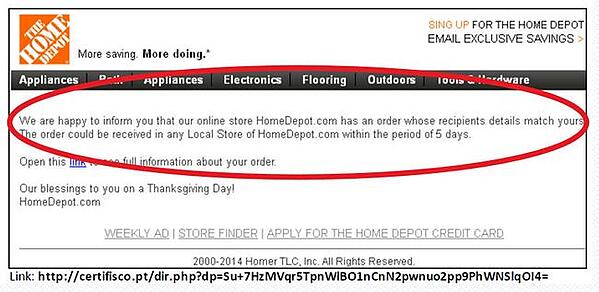 Home Depot scam email