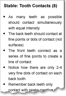 stable tooth contacts