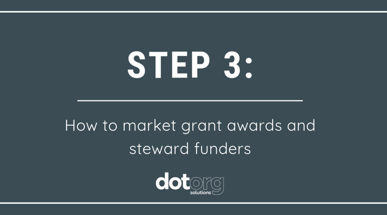 Step 3: How to market grant awards and steward funders