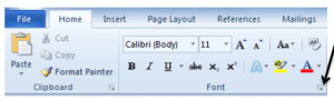 what is a dialog box launcher in word 2010