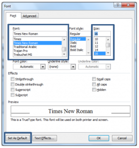 how to change default settings in microsoft word 2013