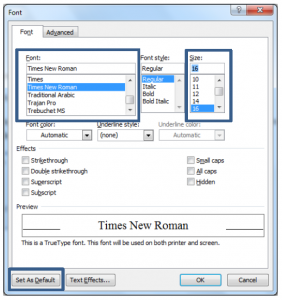 how to change the default style set in word 2013