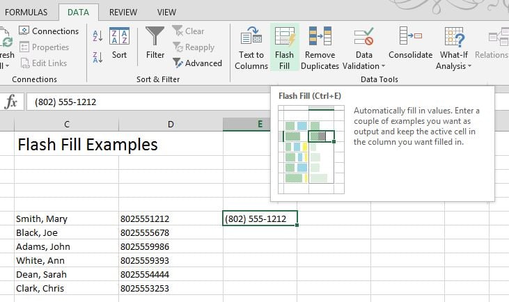 flash fill excel 2016 for mac