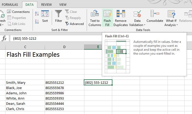 flash fill on mac excel