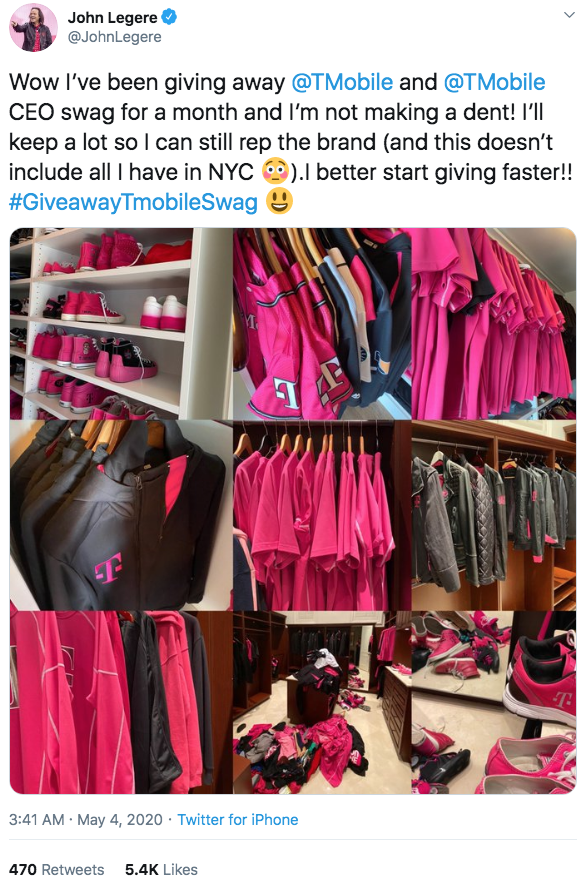 T-Mobile ex-CEO John Legere's swag give-away went down a storm 