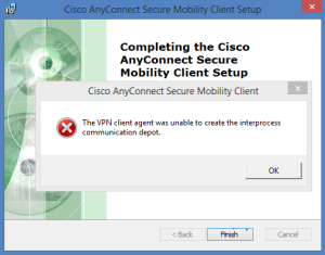 cisco anyconnect secure mobility client install error