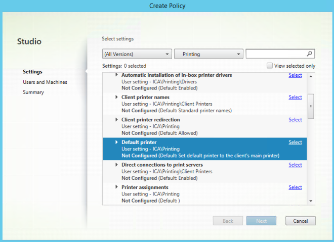 citrix reciver not pulling printers