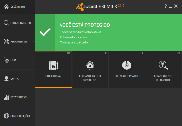 Como utilizar a Quarentena do Avast