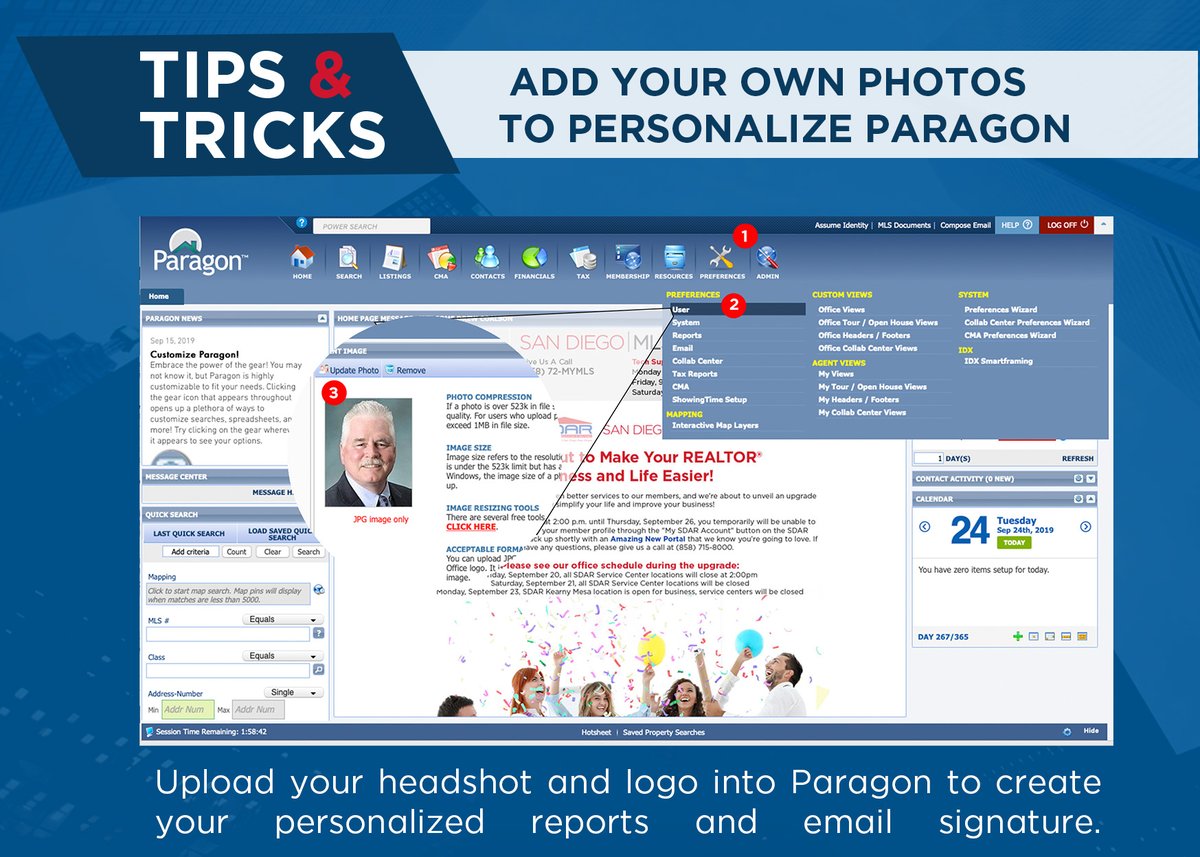 SDMLS Tips & Tricks add your headshot for Personalization