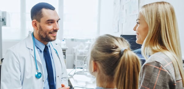 English doctor giving body check consultation