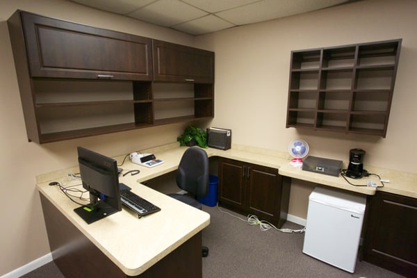 Chocolate Pear Office Upper Cabinets with Lift Up Doors