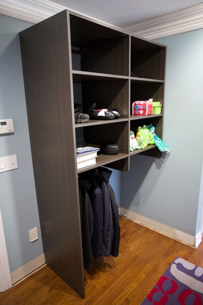 Spring Blossom Storage Section in Bed Room with Adjustable Shelving and Hanging Section