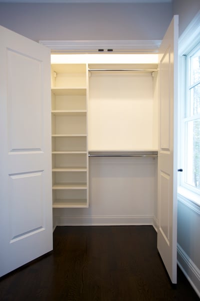 White Reach in Closet with Adjustable Shelving, Double Hang