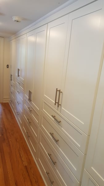 White Shaker Style Built in with LED Closet Lighting Activated by Door Opening