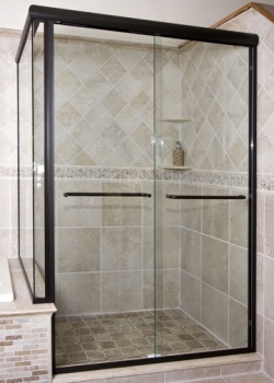 Centec Two Door Sliding Shower Enclosure with Buttress Return, Oil Rubbed Bronze Finish