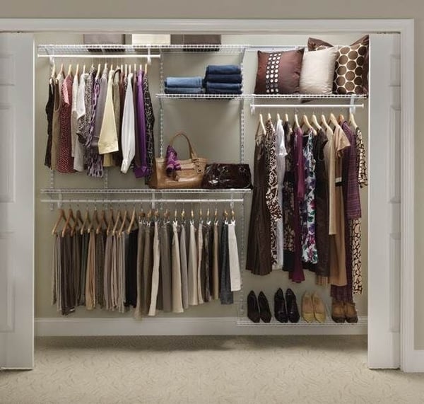 Adjustable Closetmaid Wire Reach In Closet with Superslide and Shoe Shelf