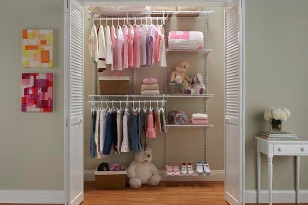 Adjustable Closetmaid Wire Reach In Closet with Superslide and Shoe Shelf
