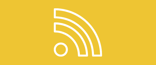 White RSS Feed Icon on a Yellow Background