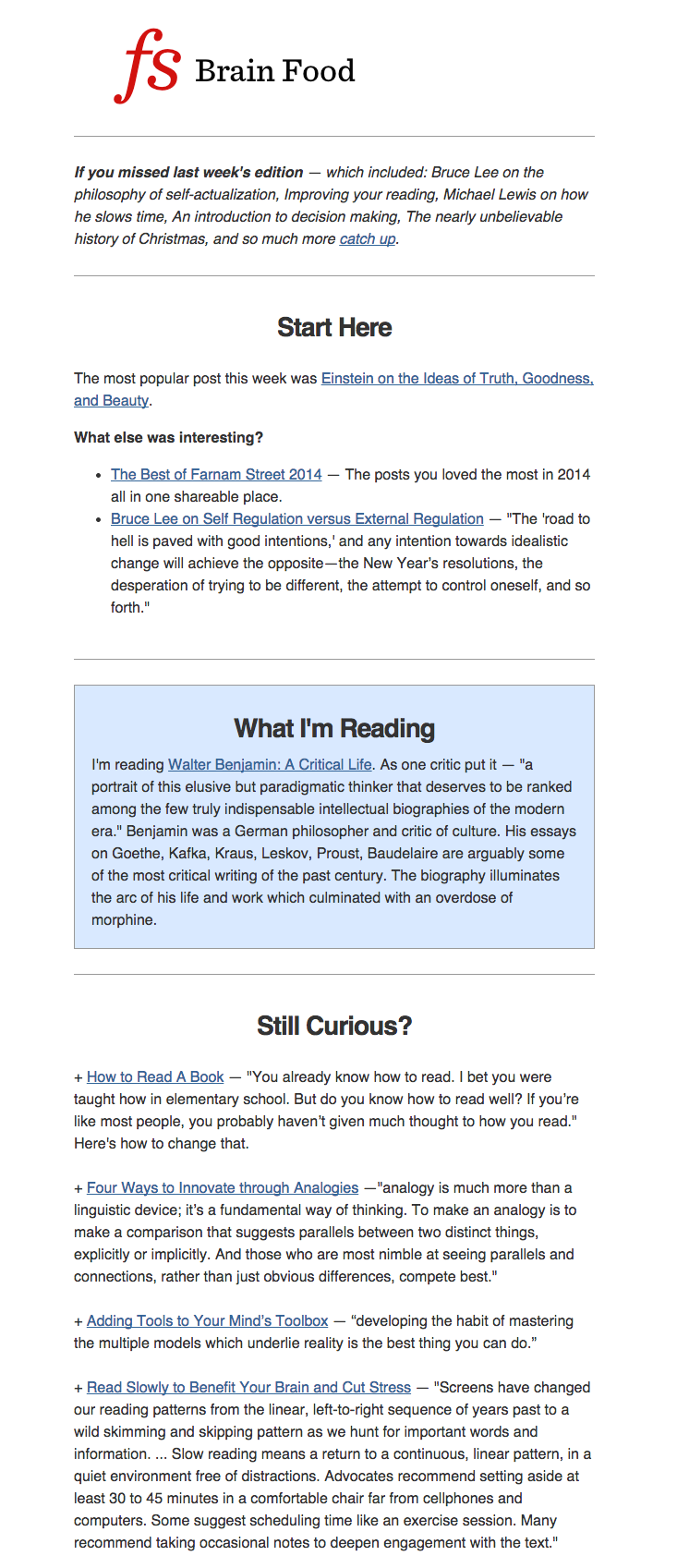 Brain food example - how long should a newsletter be?