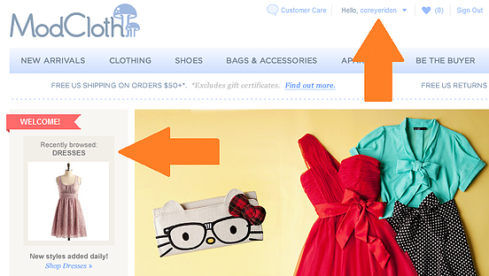 modcloth ecommerce website