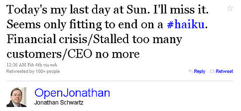 Tweet Popularity Sun CEO Resignation