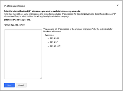 Google Adwords IP exclusions.