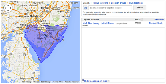 Congressional geotargeting example.