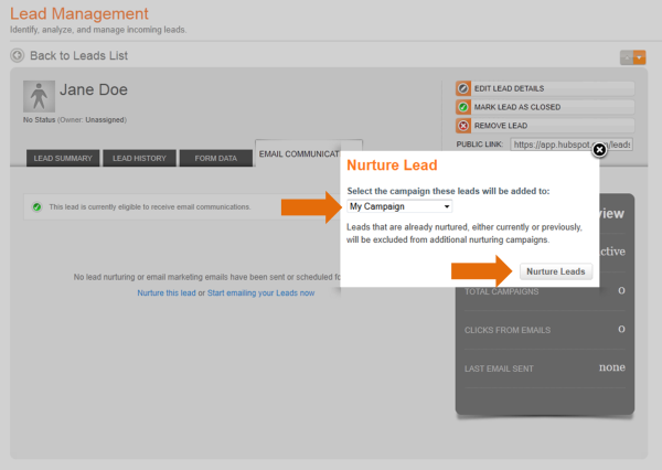 add to lead nurturing