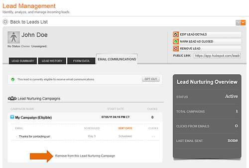 remove from lead nurturing