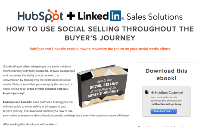 HubSpot and LinkedIn offer.png Co-marketing offer about social media and sales by HubSpot and LinkedIn
