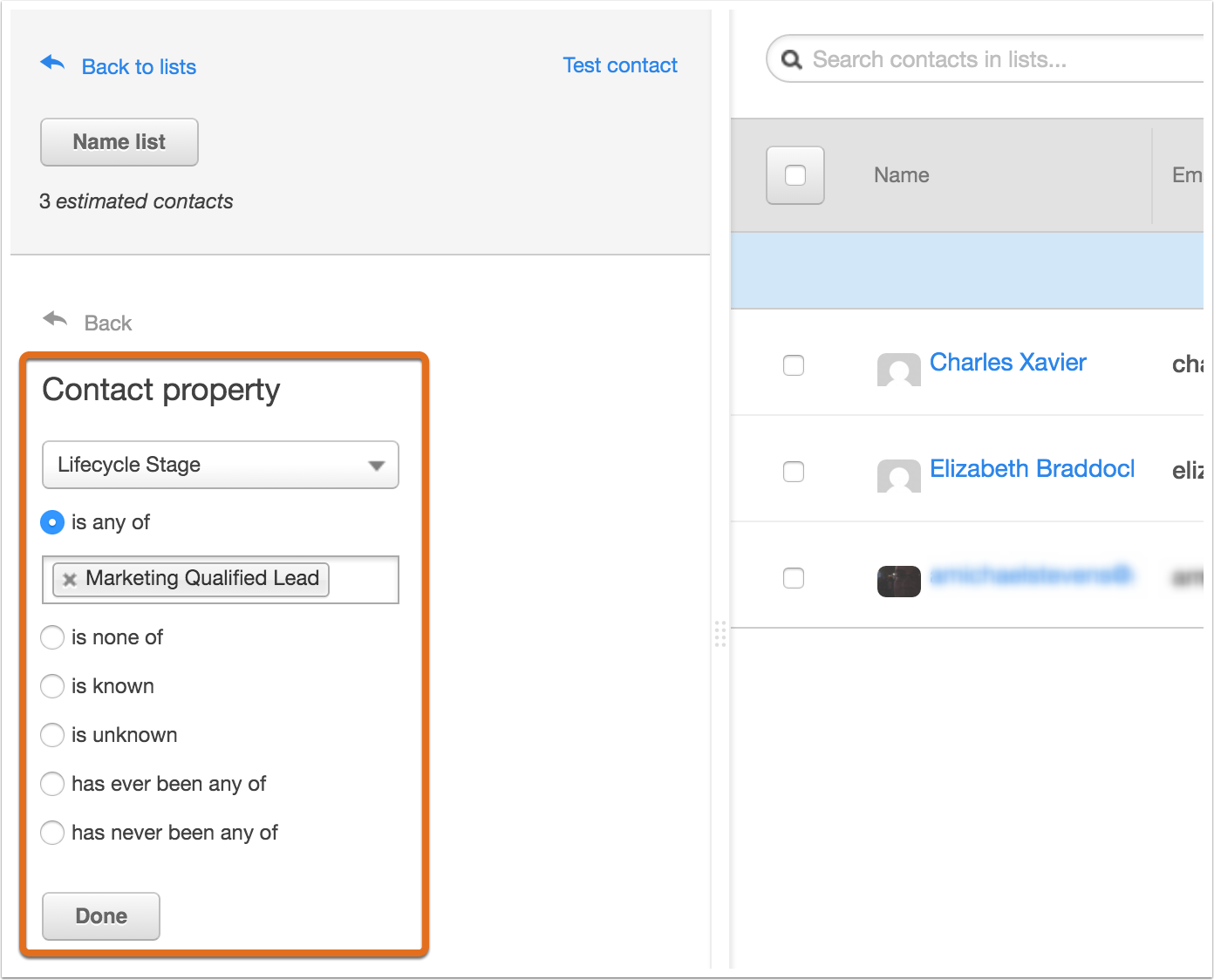 How to create a list of your contacts